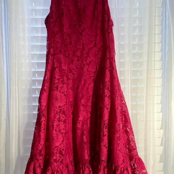 PARTY LACE OVERLAY HOT PINK DRESS by Roxy & Ali Size 2 fully lined Back zip NICE - Picture 11 of 14